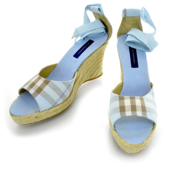 BURBERRY Nova Check Espadrille Wedges - Picture 1 of 9